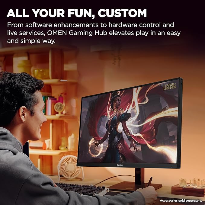 HP OMEN 24.5 inch FHD 360Hz Gaming Monitor FHD Display (1920 x 1080) IPS Panel Technology VESA DisplayHDR 400 1ms GtG (with Overdrive) NVIDIA G-SYNC Compatible Black OMEN 25 (2025)