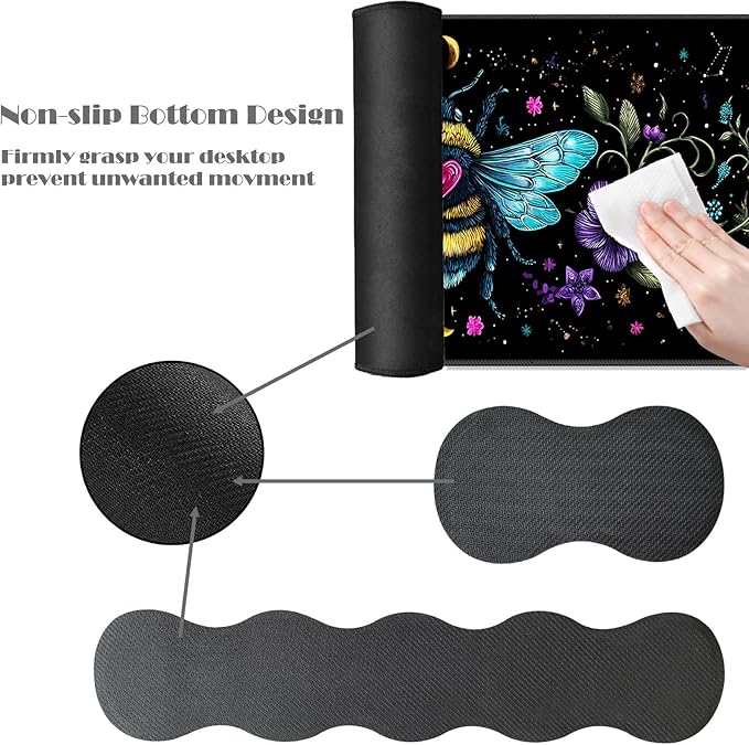 Ergonomic Keyboard Wrist Rest &amp Mouse Pad Wrist Rest SetXL Gaming Desk Mat 31.5x 11.8Non-Slip BaseMemory FoamEasy Typing Pain Relief for Office &amp HomeBee with Flowers
