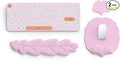 Keyboard Wrist Rest and Mouse Pad with Wrist Support Set Ergonomic Leaf Shape Mouse Pad with Non-Slip Base Pain Relief Memory Foam Mousepad for ComputerLaptopHome Office Pink