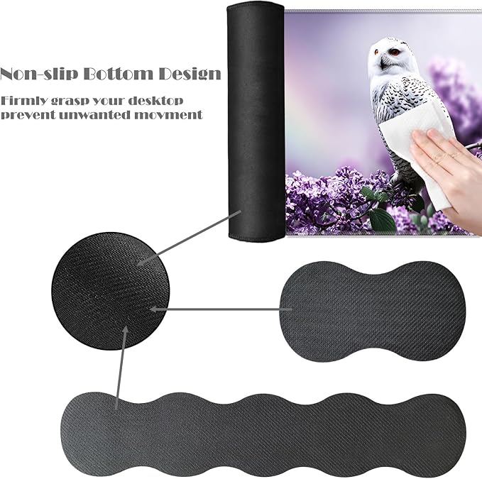Ergonomic Keyboard Wrist Rest &amp Mouse Pad Wrist Rest SetXL Gaming Desk Mat 31.5x 11.8Non-Slip BaseMemory FoamEasy Typing Pain Relief for Office &amp HomeRainbow Floral Owl