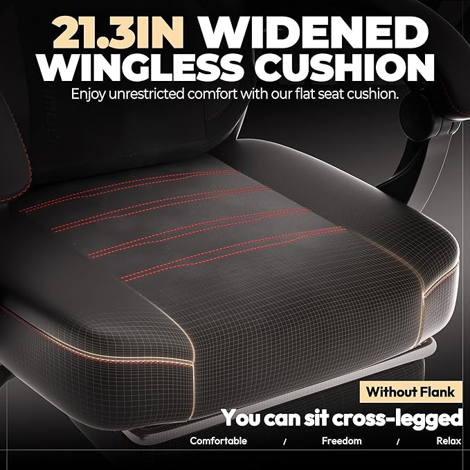 Dowinx PU Leather Gaming Chair with Footrest Big and Tall Ergonomic Computer Chair with Lumbar Support Wide Back Gamer Chair for Heavy People Black