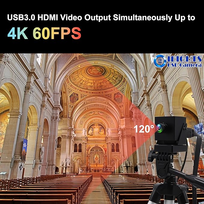 4K 60fps HDMI Webcam USB3.0 Camera Dual Output Wide Angle 120degree Low Distortion Lightburn_Camera 2X Digital Zoom Webcamera H.264 High Speed USB Security Cameras for Computer TV Monitor