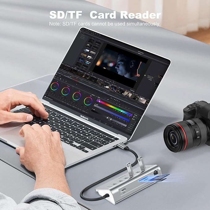 P9R PRO USB C Hub Ethernet 10 in 1 USB Docking Station 10Gbps with 4K@60Hz HDMI USB C and 2 USB A 3.2 LAN 2 USB A 2.0 PD 100W SD/TF Ports USB to Ethernet Adapter for PC iPhone 16/15 Mac