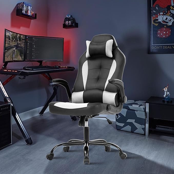 Kids Gaming Chair Computer Chair Comfy Desk Chair Game Chair for Adults Desk Chairs with Wheels Gamer Chair with Lumbar Support and Headrest High Back Computer Chair for Adults Women Men