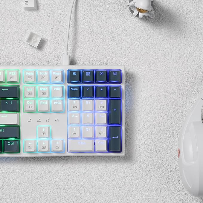 Redragon K668 RGB Gaming Keyboard 108 Keys Wired Mechanical Keyboard w/Extra 4 Hotkeys Sound Absorbing Foams Upgraded Hot-swappable Socket Mixed Color Keycaps x 2 Sets Red Switch