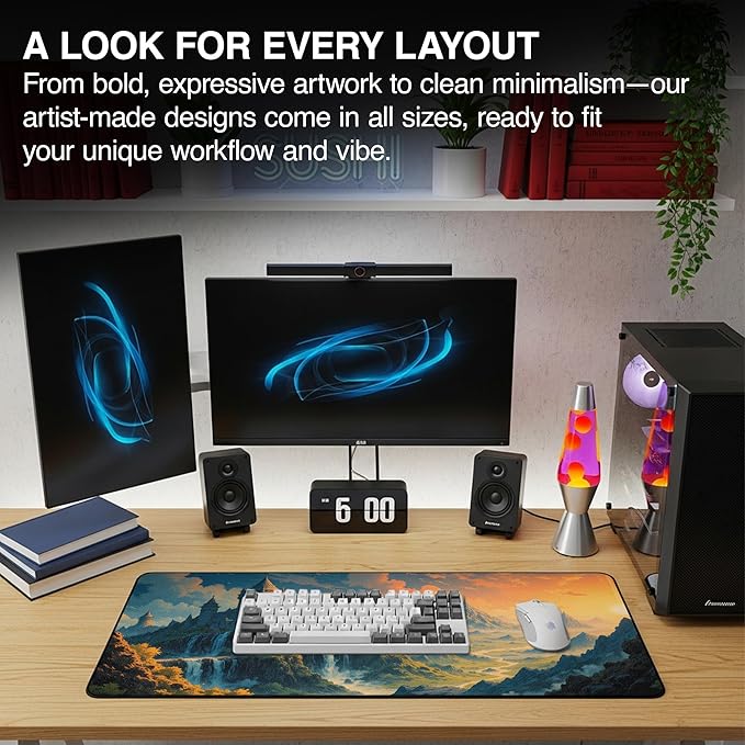 MPCO. Dark Fantasy Large Gaming Desk Pad - 36 x 17 Duraglyde Fabric Spring Castle Desk Mats - Non-slip Washable Smooth Glide for Precision Gaming &amp Work