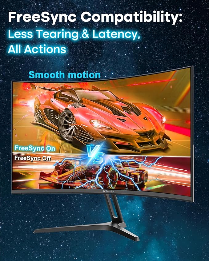 SANSUI 24 Inch Curved 240Hz Gaming Monitor FHD 1080P 1500R Curve Computer Monitor 124%sRGB 3000:1 Contrast Ratio HDR FreeSync MPRT 1Ms Low Blue Light HDMI DP ports.(ES-G24C1 PRO DP Cable Incl)