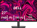 Dell E27 Series - 27 FHD Monitor - IPS 100Hz Refresh Rate - AMD FreeSync - VESA 1000 : 1 Contrast Ratio 4ms Grey-to-Grey Response Time Low Blue Light 1 x DisplayPort 1 x HDMI 1 x VGA Black