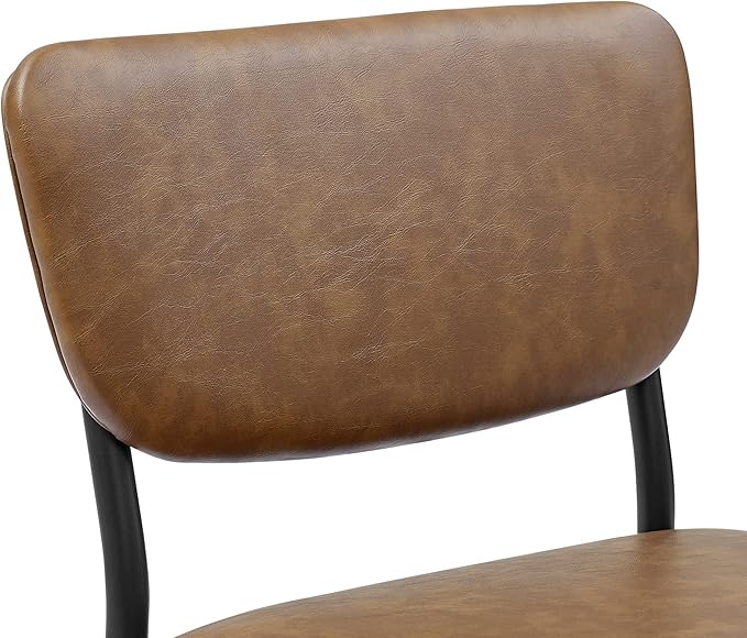 Pu Faux Leather Bar Stools Set of 2 Pub Barstools with Back and Footrest Brown (18.25 x20“x38.5”