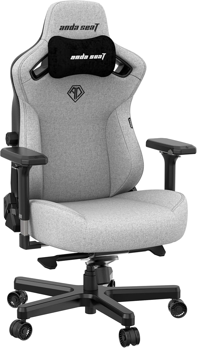 Anda Seat Kaiser 3 XL Gaming Chairs for Adults - Ergonomic Gray Fabric Gaming Chair with Lumbar Support Comfortable Office Seat with Neck Support - Heavy Duty Wide Gamer Seat
