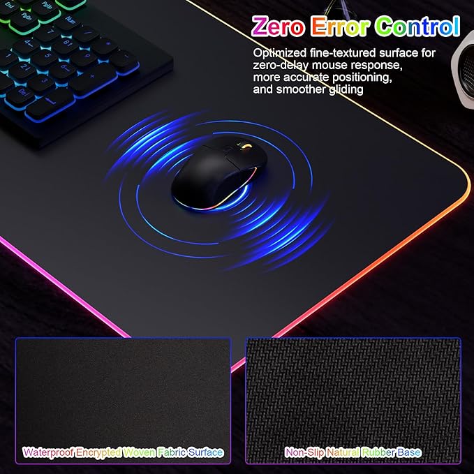HAUTOCO Wireless Charging Mouse Pad 15W RGB Gaming Mousepad Waterproof Desk Mat with Phone Holder 35.4''x11.8'' Extra Large Desk Pad Non-Slip Base Computer Keyboard Mat for PC Laptop Black