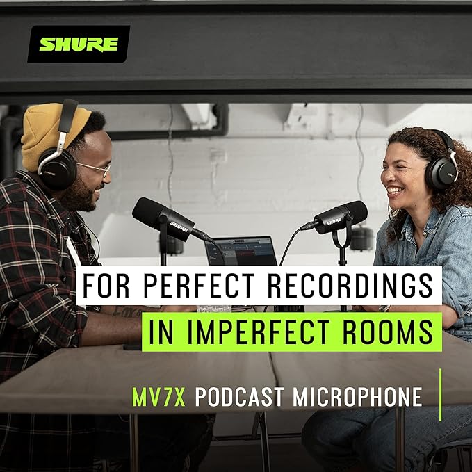 Shure MV7X XLR Dynamic Microphone – Voice-Isolating Cardioid Mic for Podcasting Vocal Recording &amp Broadcasting All-Metal Black