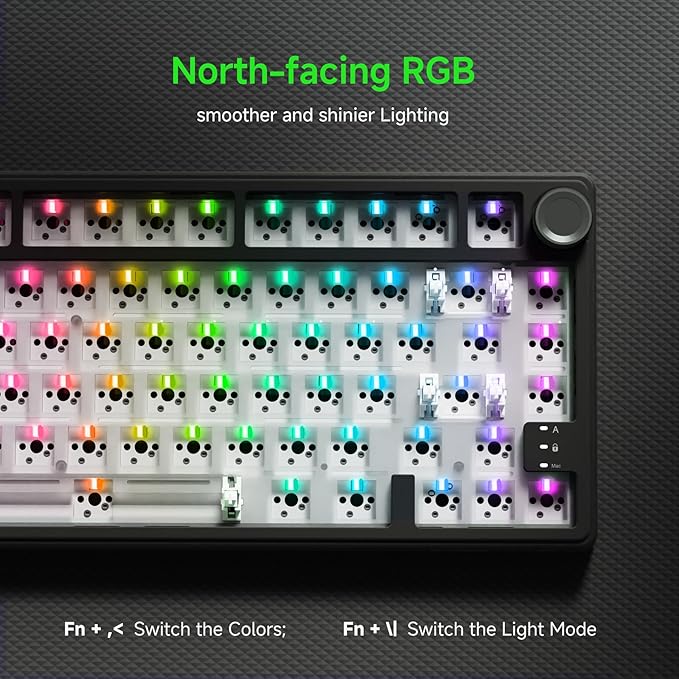 RK ROYAL KLUDGE R75 Wired Mechanical Gaming Keyboard 75% Hot-Swap Mechanical Keyboard Volume Knob Soft Pre-lubed Tactile Brown Switch