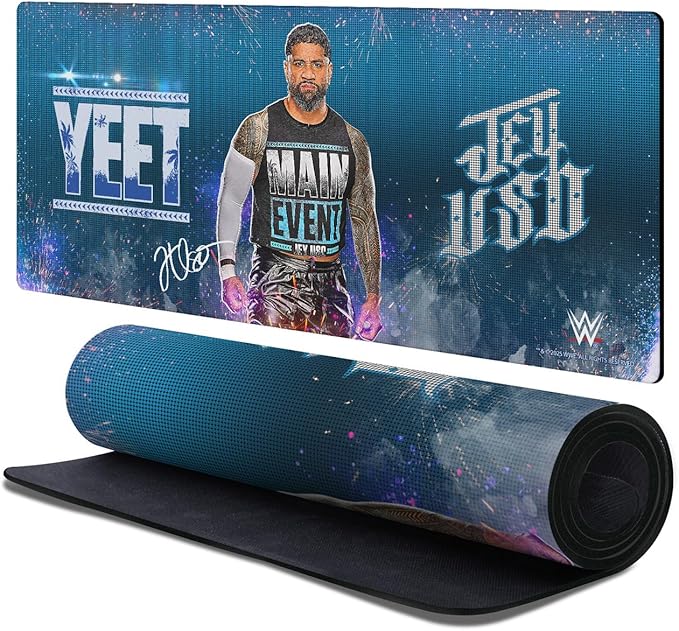 Head Case Designs Officially Licensed WWE Portrait Jey USO 37.4 x 15.75 x 0.16 inches (900 x 400 mm) - XL Gaming Office Desk PC Keyboard Mouse Mat Pad