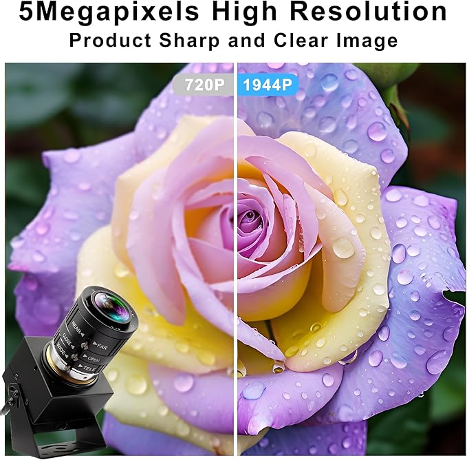 5MP Global Shutter USB Camera 1944P@50fps High-Speed Webcam with 3.6-10mm 3X Manual Zoom Lens Ideal for Lightburn Motion Capture Face Recognition &amp QR Code Scanning