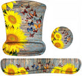 Keyboard Wrist Rest and Mouse Pad Wrist Support Set with Coasters Non-Slip PU Base Ergonomic Gaming Mousepad for Computer Laptop Home Office Easy Typing &amp Pain Relief - Sunflower and Butterfly