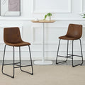 Modern Minimalist Style PU Material Bar Stool Brown Suitable for Kitchen Bar and Modern Home Design with Product Dimensions of 17.7 * 14.5 * 37 Inches.