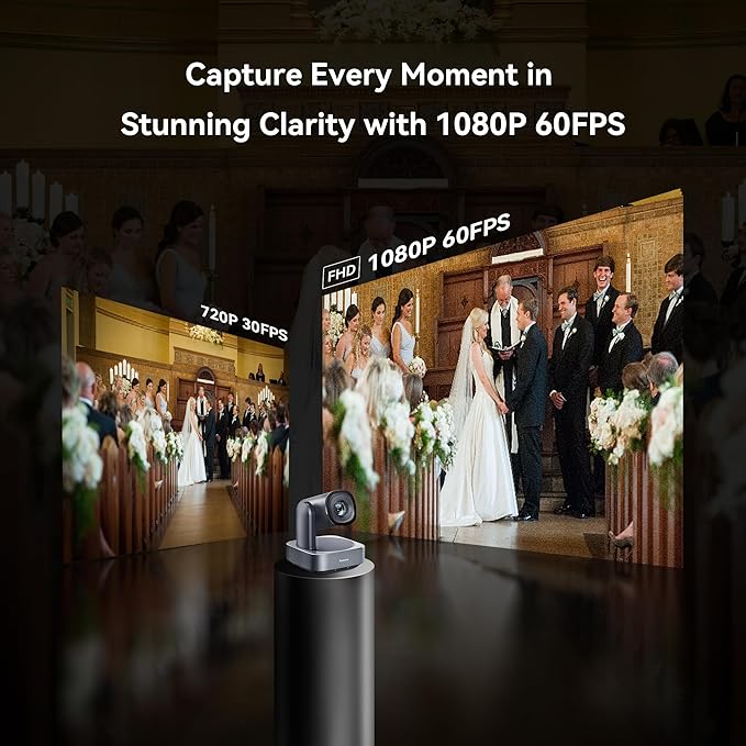 Tenveo PTZ Camera VL20H+M3B Speaker Bundle 20X Optical Zoom FHD 1080P 60FPS USB3.0/HDMI PTZ Camera and MagiCall Bluetooth Wireless Conference Speakerphone for Conference Church Services