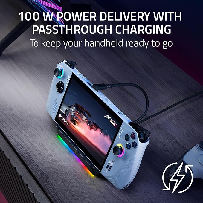 Razer Handheld Dock Chroma: Charging Hub &amp Expand Connectivity for Mobile Gaming &amp Tablets - iPhone 16 Steam Deck ROG Ally Switch &amp More - USB C USB A (3) HDMI GbE - 100W Power Passt