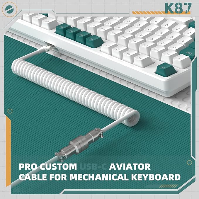 ZIYOU LANG K87 Wireless Gaming Mechanical Keyboard TKL 87 KeysTriple Mode 2.4GHz/BT 5.0/Coiled Keyboard Cable RGB Backlit Hot Swap Keyboard 3000mAh Battery Linear Yellow Switch for Win/Mac/Linux