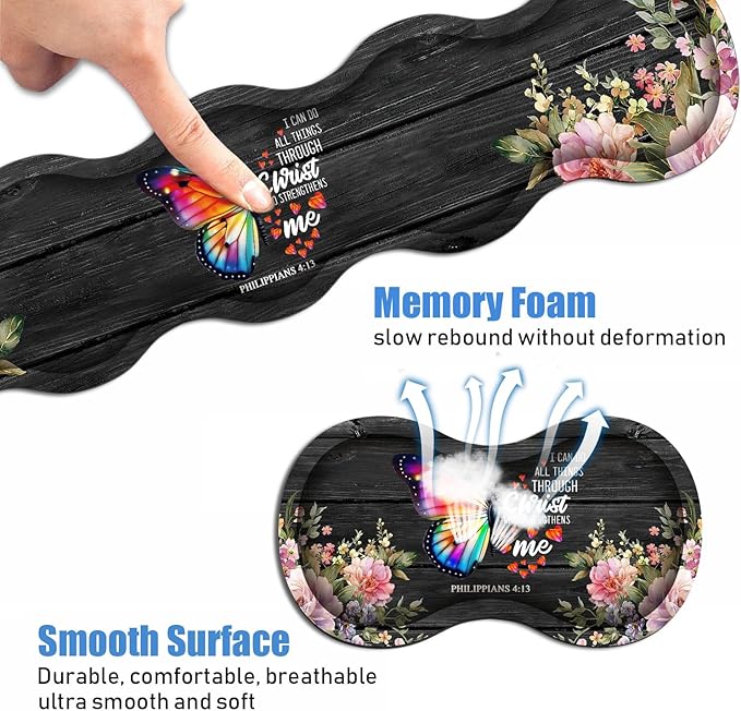 Ergonomic Keyboard Wrist Rest &amp Mouse Pad Wrist Rest Set Large XXL Gaming Desk Mat 31.5x 11.8 Memory Foam Easy Typing Pain Relief for Office &amp Home Butterfly Quote Bible Verse Philippian