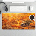 XXL Gaming Mouse Pad Animal Hedgehog Maple Leaf XXL Gaming Mouse Pad Large Desk Mat Protector for Desktop Anti-Slip Rubber Extended Computer Keyboard Mat Writing Pad 15.7 * 35.4 inB-1771