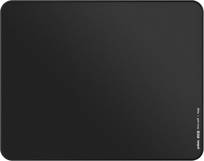 Pulsar - eS1 Esports Professional Level Gaming Mouse Pad 3mm Thickness Anti-Slip Base Anti-Fray Precision Stitching Medium to high Glide Speed 16.5in x 13in (Black Large)