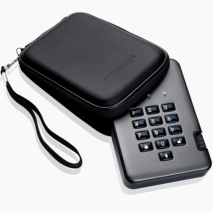 iStorage diskAshur PRO2 HDD 3TB | Secure Portable Hard Drive | FIPS Level 3 Certified | Password Protected | Dust/Water-Resistant | Hardware encryption