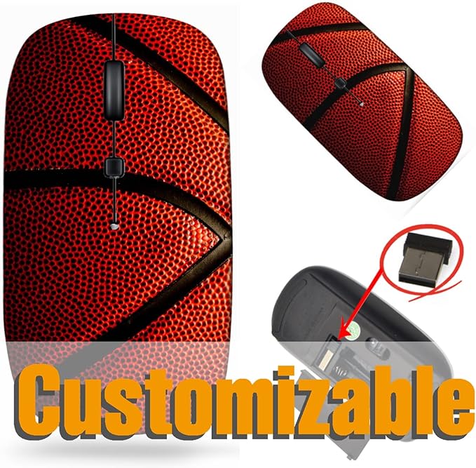 maizi Wireless Mouse for PC MacBook Computer Laptop (BYADAUa2GA_Basketball Closeup_148)