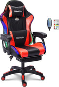 Video Gaming Chair with Speaker and RBG LightErgonomic Gaming Chair with Footrest and Massage Function90°-135° Comfortable Computer Reclining ChairAdults Teens Computer Chair.Red