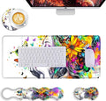 Mouse PadLarge Desk Mat Set 4in1 XL Mousepad + Keyboard Wrist Rest+Mouse Wrist Rest+Coaster with Ergonomic Desk Pad for Home Office Table Computer Cover -Woman with Floral Hair