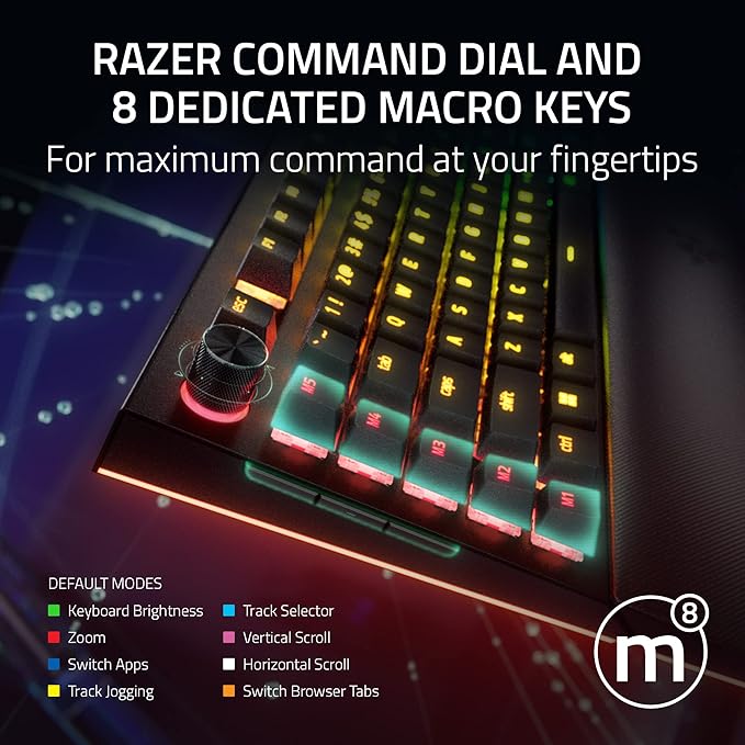 Razer BlackWidow V4 Pro Wired Mechanical Gaming Keyboard: Orange Switches Tactile &amp Quiet - Doubleshot ABS Keycaps - Command Dial - Chroma RGB - Magnetic Wrist Rest - Snap Tap