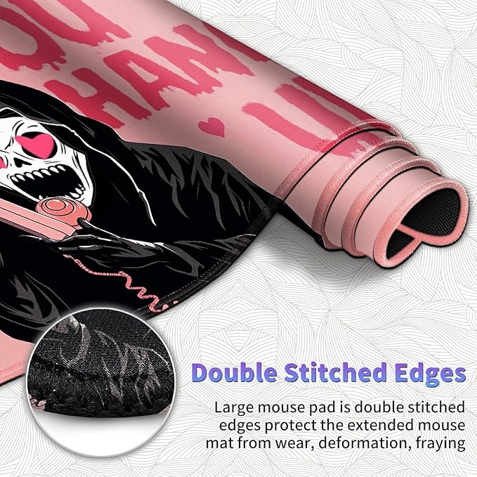 Large Mouse Pad Set Desk Mat + Elbow Rest Pad + Coaster Easy Typing Pain Relief Ergonomic Arm Rest Pad with Memory Foam Extended Desk Pad Anti-Slip Rubber Base for Office Home Pink Ghostface