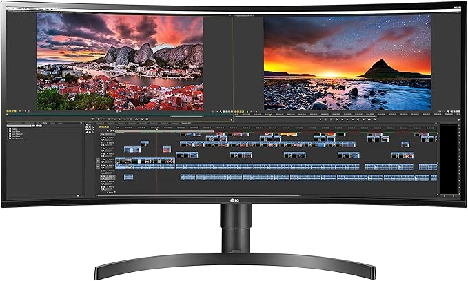 LG 34WN80C-B UltraWide Monitor 34” 21:9 Curved WQHD (3440 x 1440) IPS Display USB Type-C (60W PD) sRGB 99% Color Gamut 3-Side Virtually Borderless Design Tilt/Height Adjustable Stand - Black