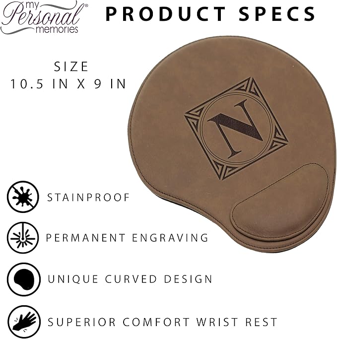 My Personal Memories Custom Engraved and Personalized Mouse Pad with Wrist Rest Desk Accessories (Brown)