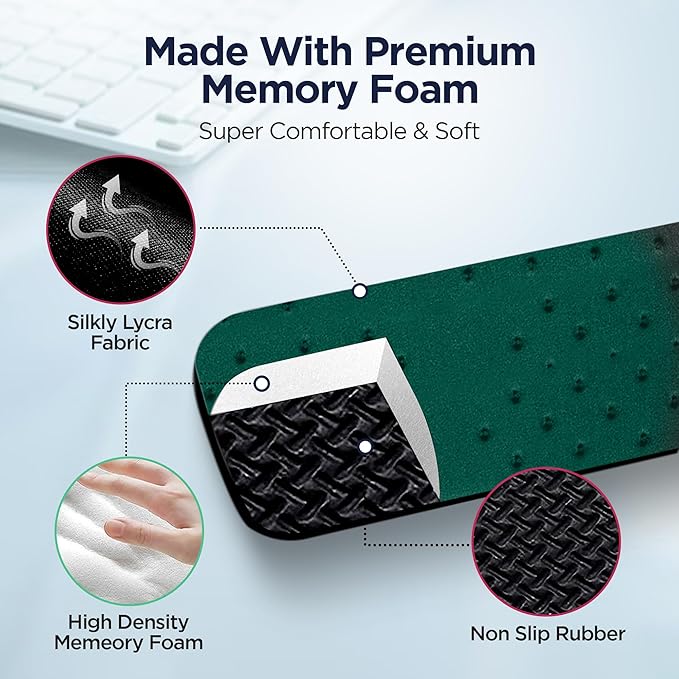 EdgeRest PostureUp L-Shaped Desk Long Wrist Rest Elbow Forearm &amp Wrist Comfort Support for Table or Desk Edge Non-Slip Memory Foam Padding Ergonomic Design for Work Universal Fit Forest Gree