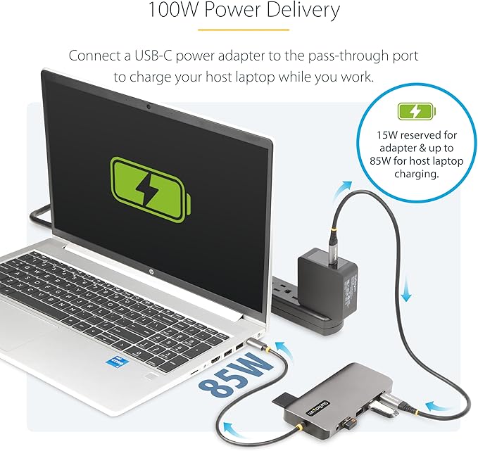 StarTech.com USB-C Docking Station for Windows and ChromeOS Triple 4K HDMI DP Video USB 10Gbps Hub 100W Laptop Charging GbE SD MicroSD