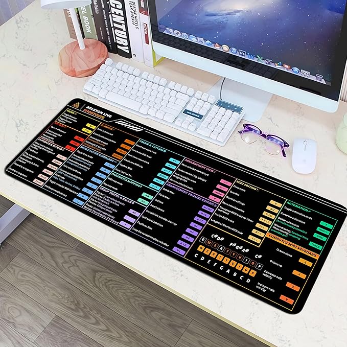 Ableton Live Shortcut for macOS Cheat Sheet Mouse Mat – Music Producer Workflow Desk Mat Essential Computer Accessories for Study Work and Reference Purposes NNA