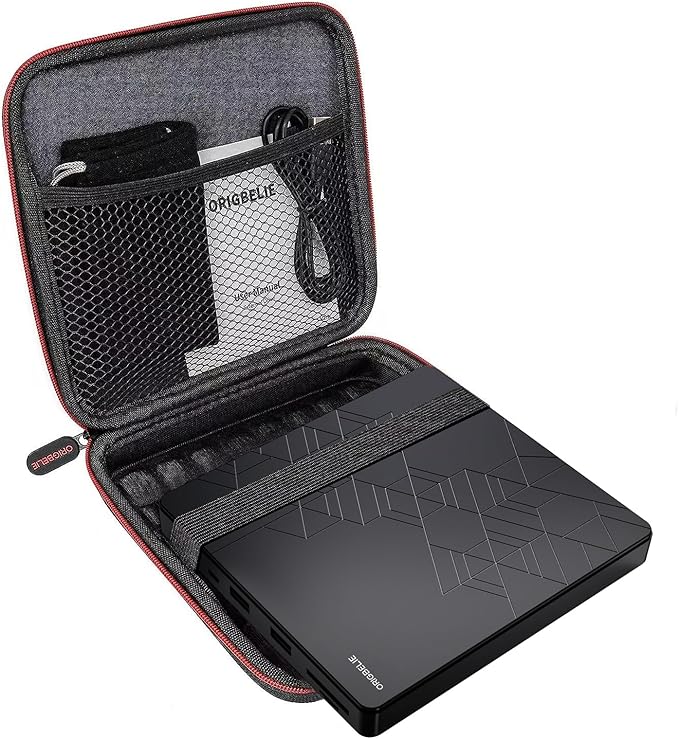 External CD DVD Drive CD Burner USB 3.0 with 2 USB Ports and 2 TF/SD Card Slots Optical Disk Drive for Laptop Mac PC Windows 11/10/8/7 Linux OS with Carrying Case