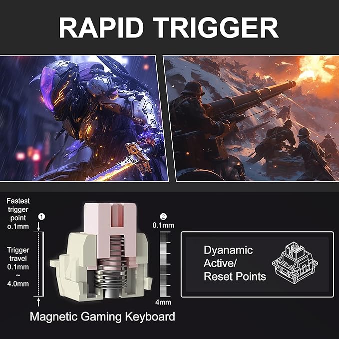 MageGee Captain72 Rapid Trigger Magnetic Switch Keyboard 65% Wired Hall Effect Mechanical Gaming Keyboards w/Adjustable Actuation CNC Aluminum Frame Gasket Hot Swappable RGB Creamy Keyboard (Blue)