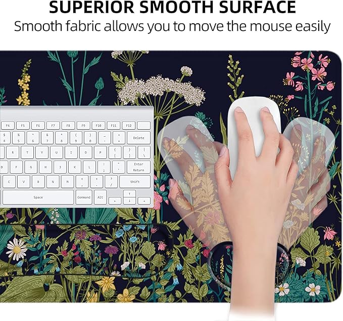LATEEFAH Desk Mat Mouse Pad with Wrist Rest 4-in-1 Large Mouse Pads for Desk Ergonomic Mouse Pad and Keyboard Wrist Rest Gaming Keyboard Mat for Office Home