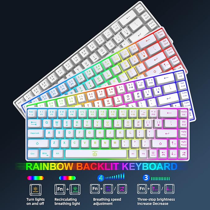 Snpurdiri 60% Wireless Gaming Keyboard and Mouse ComboLED Backlit Rechargeable 2000mAh BatteryMini Mechanical Feel Anti-ghosting Keyboard +Popular RGB Gaming Mice for PC Gamer (White)