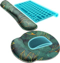 KTRIO Ergonomic Keyboard Wrist Rest Memory Foam Mouse Pad with Wrist Rest for Computer Keyboard Mouse Pad Set for Easy Typing &amp Pain Relief for Office &amp Home Green Leaves