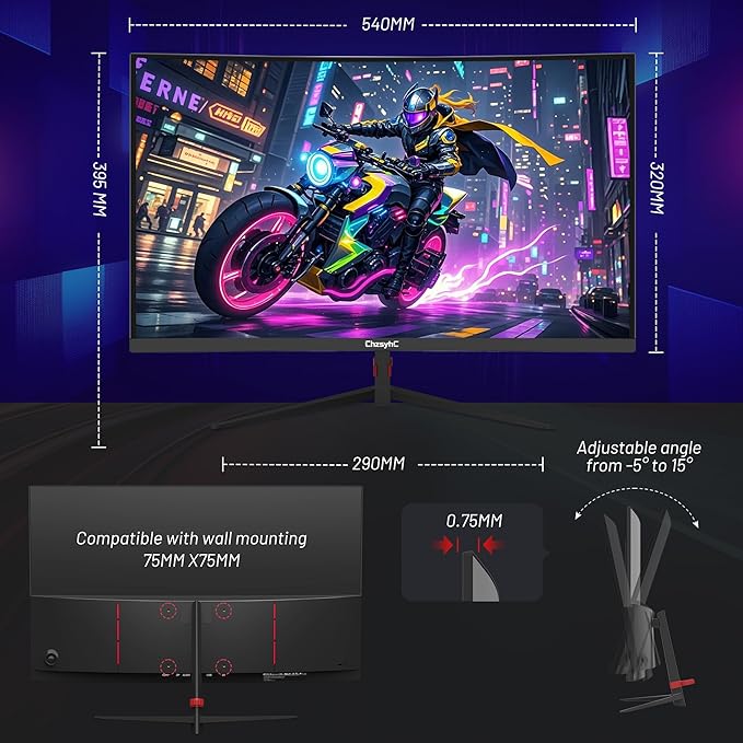 24 Inch Curved 180Hz Gaming Monitor 1800R Curved Gaming Monitor 1ms MPRT FHD(1920×1080P) Freesync HDMI2.0DP1.4 VESA Mountable(HDMI Cable Incl.)