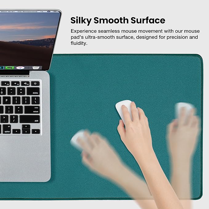 ALOANES Waterproof Mouse Pad XXXL Gaming Keyboard Pad with Anti-Slip Base Grain Jacquard Surface Extend Desk pad for Gamer Office &amp Home Green Mousepad 40cm x90cm x0.3cm
