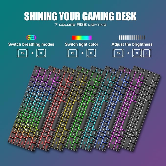 RedThunder 60% Gaming Keyboard and Mouse Combo Ultra-Compact 61 Keys RGB Backlit Mini Keyboard Lightweight 7200 DPI Honeycomb Optical Wired Gaming Set for PC MAC PS5 Xbox Gamer(Black)