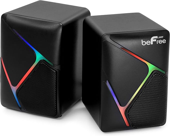 beFree Sound Dual Compact LED Gaming Speakers Black