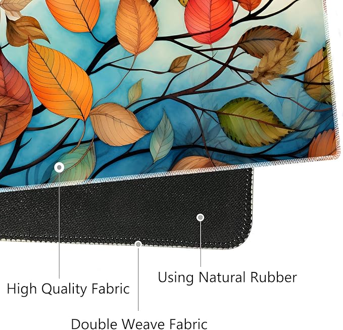 Mouse Pad Set Large Gaming Mouse Pad (31.5X 11.8 inches)+ Wrist Rest Pad + Coaster Ergonomic Wrist pad Home Office Desk Accessories Decor Supplies Leaves and Branches