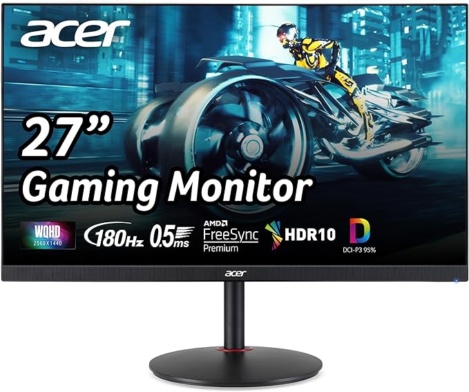 Acer Nitro 27 WQHD 2560 x 1440 PC Gaming IPS Monitor | AMD FreeSync Premium Up to 180Hz Refresh 0.5ms DCI-P3 95% 1 Display Port 1.2 &amp 2 HDMI 2.0 XV271U M3bmiiprxBlack (Renewed)