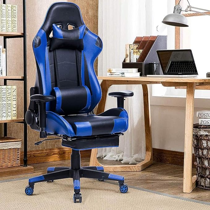 Home Ergonomic Office Chair Ergonomic Computer Chair with Adjustable Height Gaming Chair High Back Adjustable Swivel Video Game Chair with Footrest and Headrest